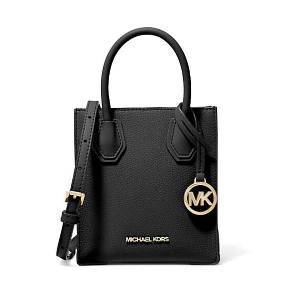MICHEAL KORS- Mercer Extra-Small Pebbled Leather Crossbody Bag- Black